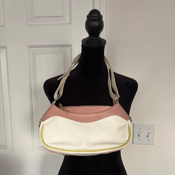 Vintage Cream Shoulder Bag with Pastel Pink and Green Detailing. - Picture 1 of 15